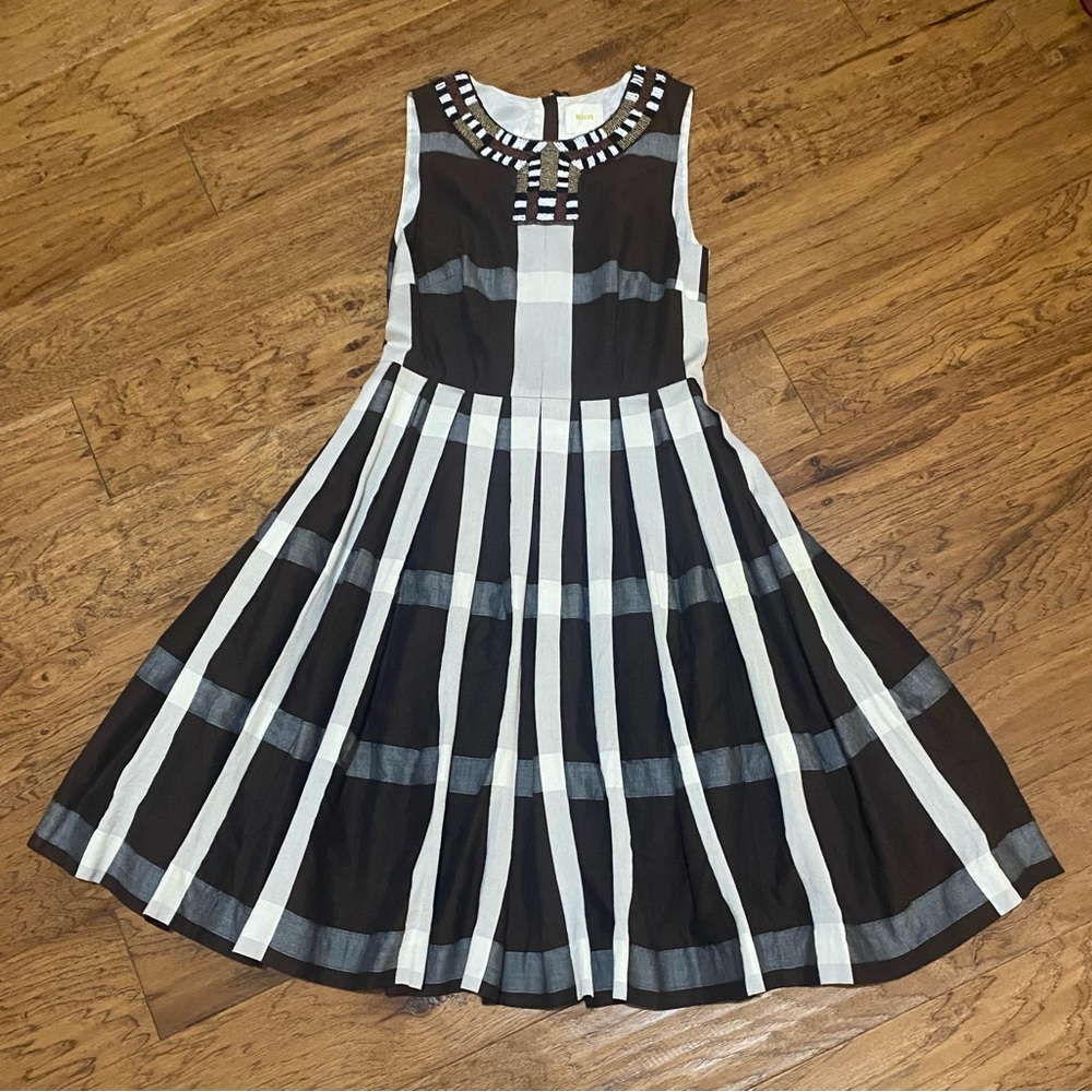 Anthropologie Maeve Brown and White Striped Dress